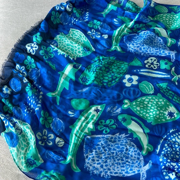 NWT Fun fish print scarf by Talbots - Picture 2 of 5